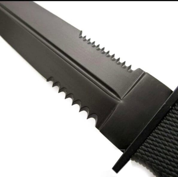 USA MT-225 11.5" Fixed Blade Knife – Black, Full Tang, Partially Serrated with Sheath - Image 6